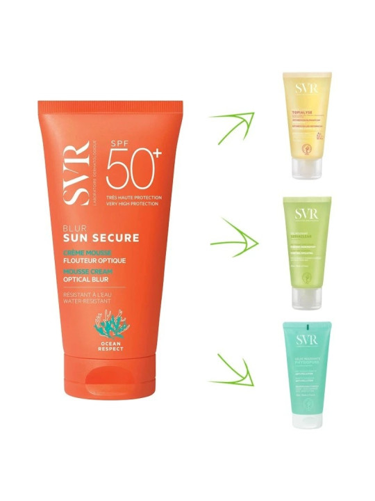 SVR sun secure spf50+ blur 50ml + GEL MOUSSANT 55ML GRATUIT