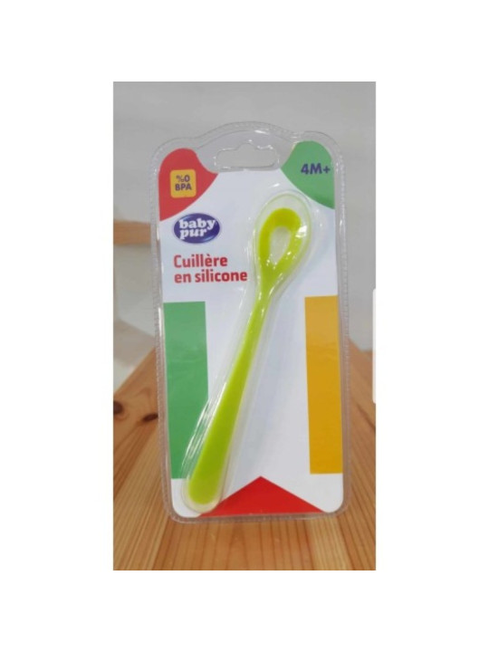 BABY PUR cuillere en silicone 4m+ VERT-ROSE-BLEUE
