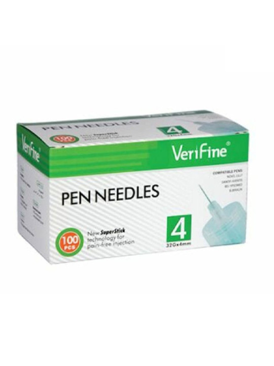 VERIFINE Aiguilles stylos insuline  32G*4MM BT/100