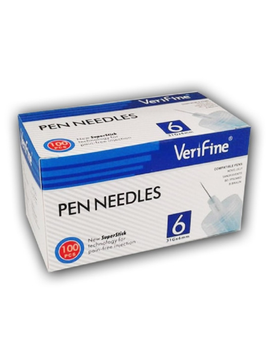 VERIFINE Aiguilles stylos insuline  31G*6MM BT/100