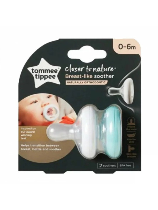 TOMMEE TIPPEE sucette breast like nuit 0-6 m x 2 ref/43344005