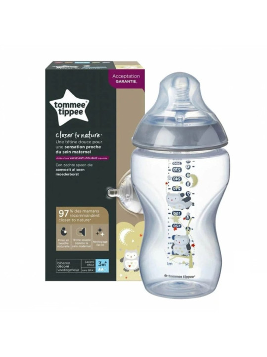 TOMMEE TIPPEE biberon 3m+ hibou gris340ml / 42269703