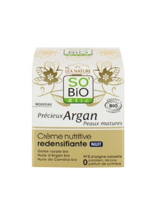 SO'BIO ETIC crème nutritive redensifiante nuit précieux argan peaux matures 50ml