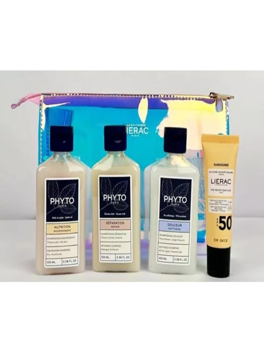 PHYTO KIT VOYAGE ( SHAMPOING 100ML*3 + ECRAN LIERAC SUNISSIME 25ML GRATUIT + TROUSSE GRATUITE )