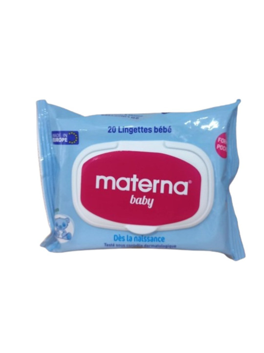 MATERNA LINGETTES FORMAT POCKET BLEU BOITE DE 20