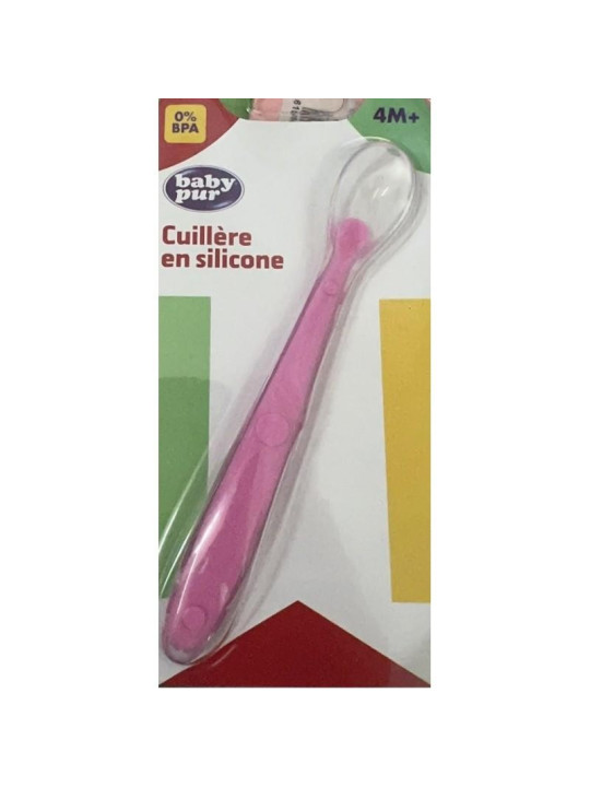 BABY PUR cuillere en silicone 4m+ ROSE
