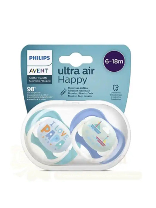 AVENT 2 SUCETTES ULTRA-AIR 6-18M SCF.080/03
