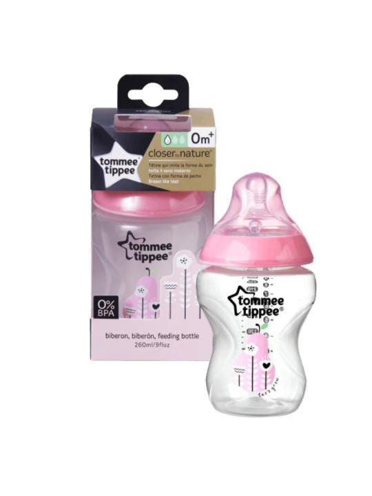TOMMEE TIPPEE biberon 0m+ rose 260ml ref/42250205