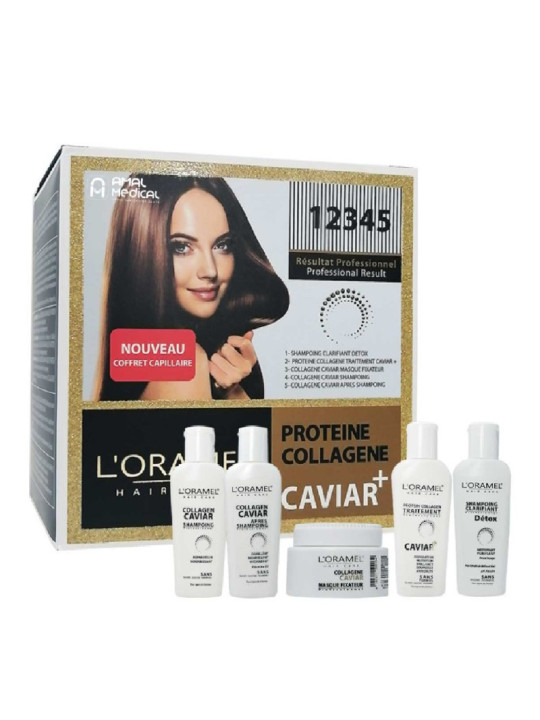 L’oramel Protéine Collagène Caviar+ Kit de Lissage et Soin Capillaire Petit Format