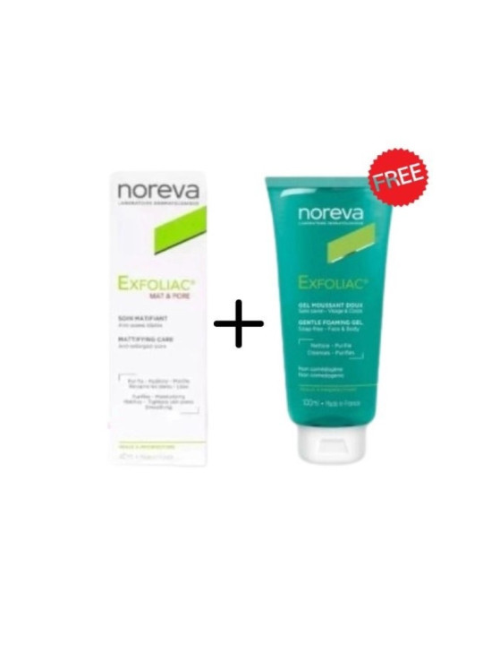 NOREVA EXFOLIAC PACK MAT & PORE SOIN MATIFIANT + GEL MOUSSANT DOUX 100ML OFFERT