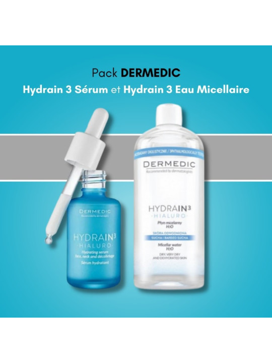 DERMEDIC HYDRAIN 3 (SERUM HYDRATANT+EAU MICELLAIRE 500ML-50%)