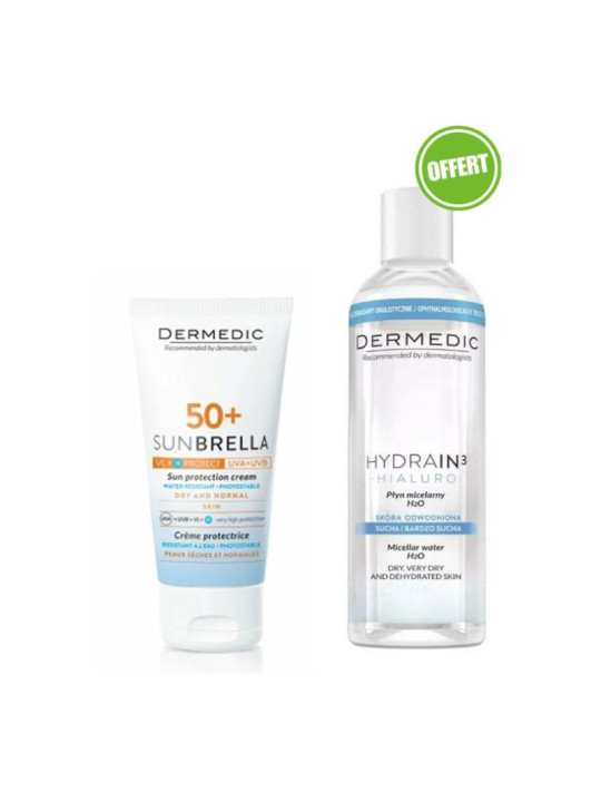 DERMEDIC 50+ECRAN PEAUX NORMAL A SECHE 50ML+EAU MICELAIRE 200ML GRATUIT