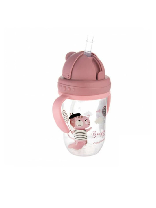 CANPOL BABIES  tasse avec paille bonjour paris rouge 270 ml /ref56/607