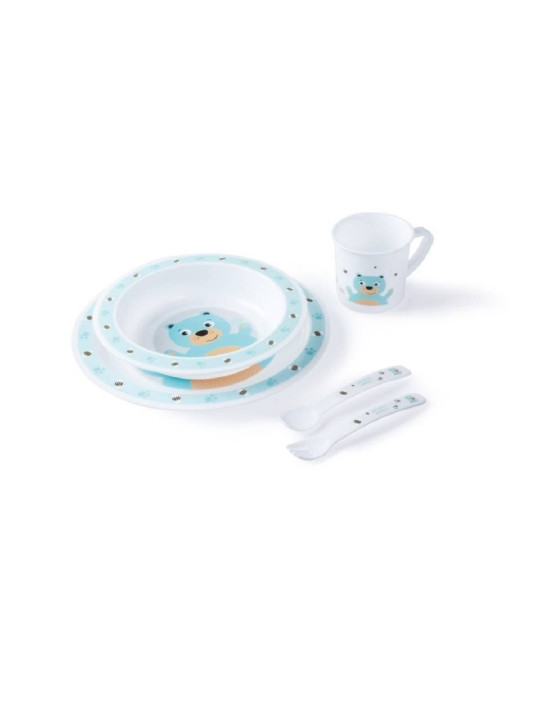 CANPOL BABIES  set repas 5p turquoise happy animals ours 4/401