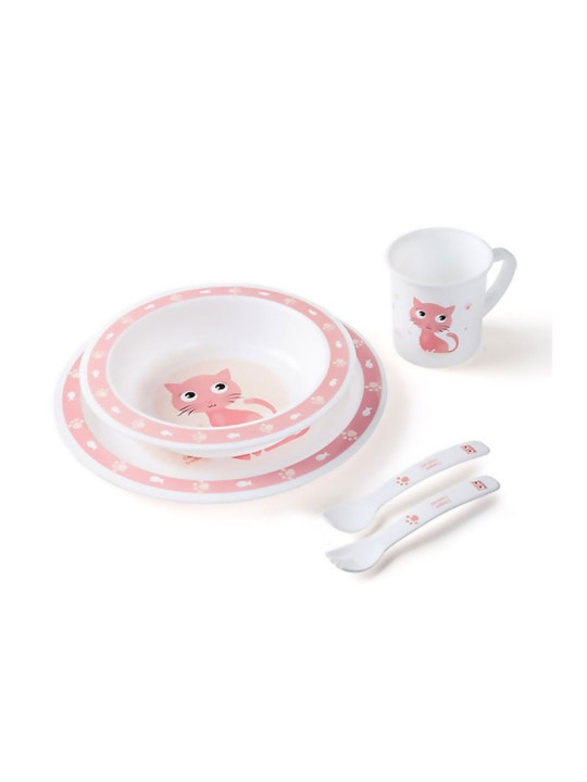 CANPOL BABIES set repas 5p rose happy animals chat 4/401