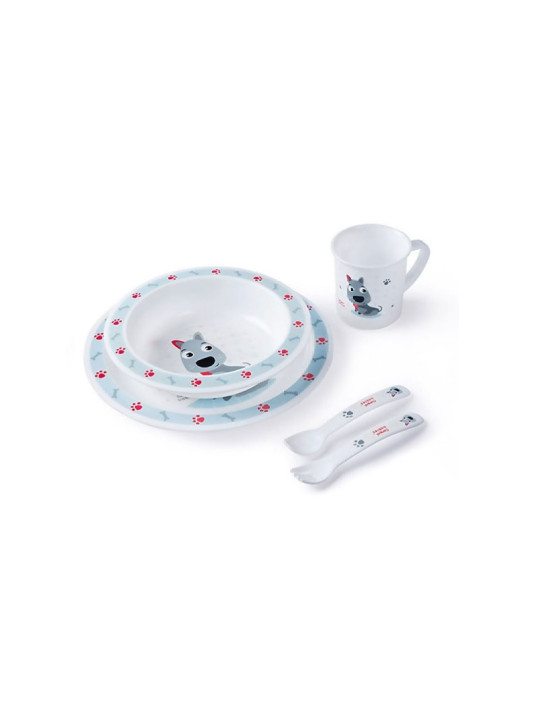 CANPOL BABIES set repas 5p bleu happy animals chiens 4/401