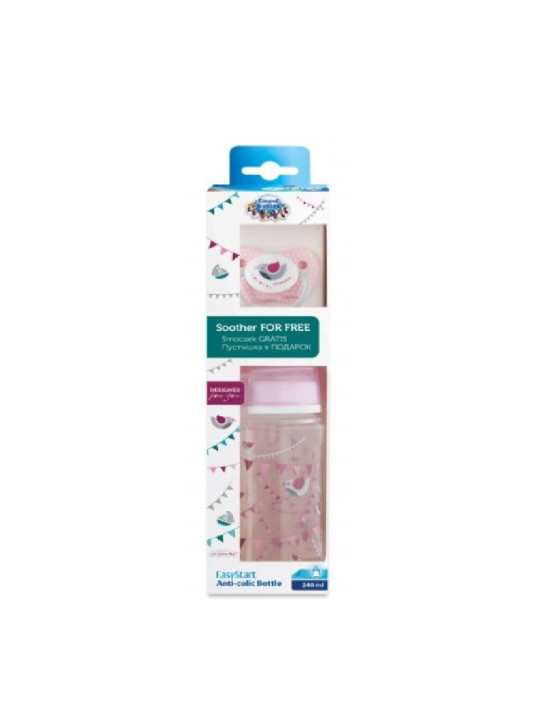 canpol babies set easy start rose biberon 240ml+sucette  orthodontique  164