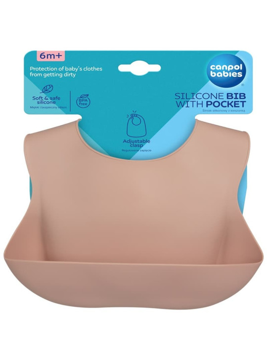 CANPOL BABIES bavoir silicone avec poche  Beige