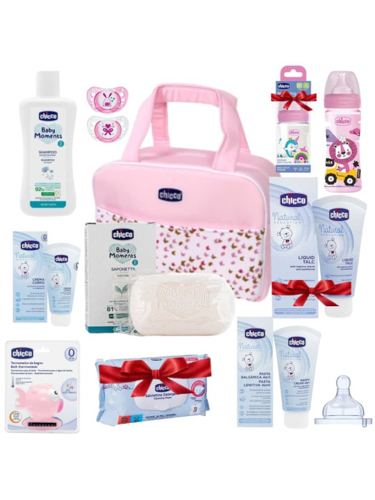 CHICCO SAC MATERNITE 12 PRODUITS ROSE