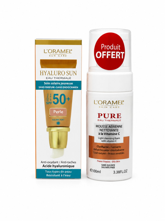 L'Oramel Hyalurosun Ecran Teinté Perle SPF50+ 50ML +mousse nettoyante gratuit