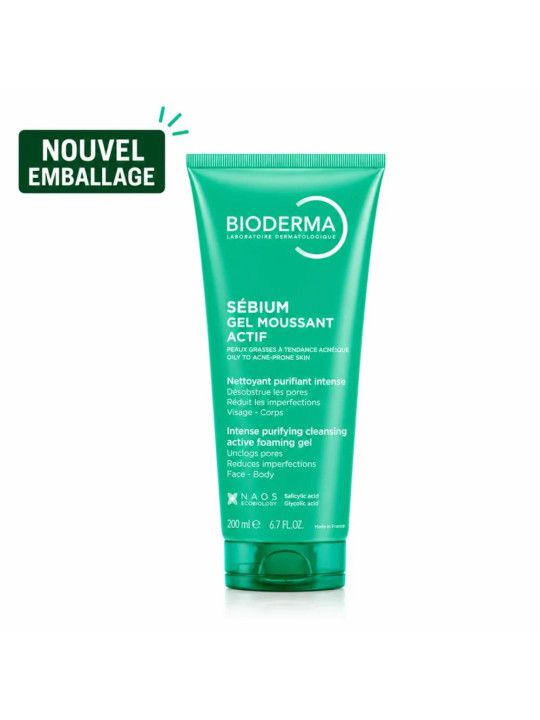 BIODERMA sebium gel moussant actif peau grasse tube 200ml