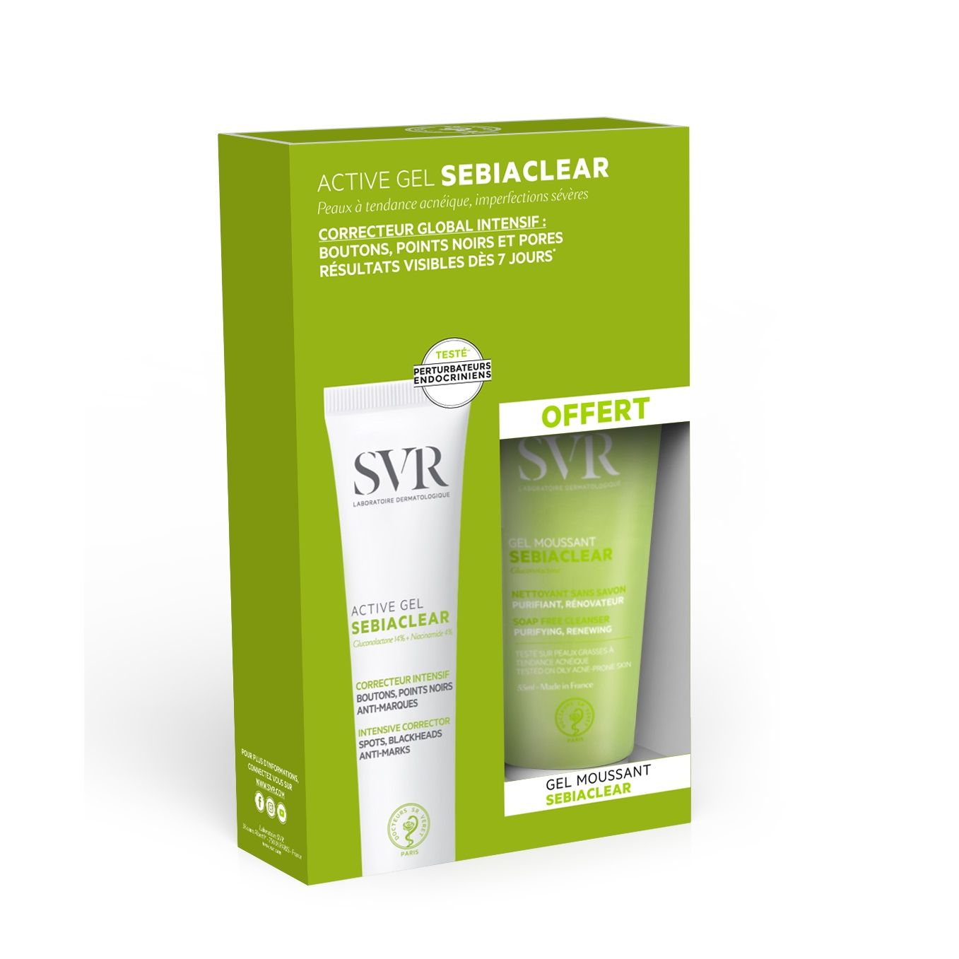 SVR sebiaclear active gel 40ml + GEL MOUSSANT SEBIACLEAR OFFERT