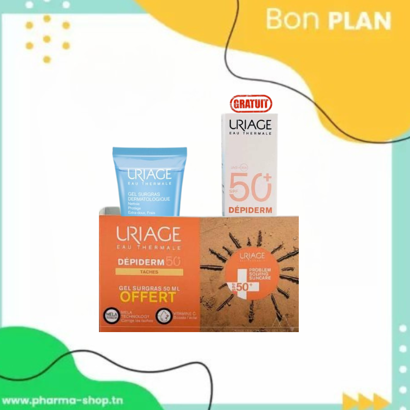 URIAGE DEPIDERM SOIN DE JOUR ANTI TACHES SPF50 30ML+GEL SURGRAS 50ML (OFFERT)