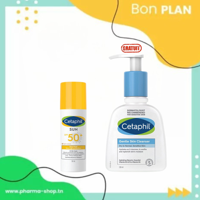 CETAPHIL PACK FLUID TEINTE LIGHT MEDIUM SPF50+ 50ML+LOTION NETTOYANTE 236ML (OFFERT)