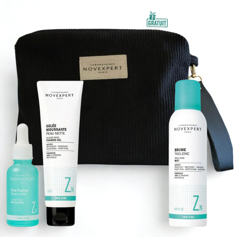 NOVEXPERT TROUSSE SOIN PEELING PEAU NETTE 30ML+GELEE MOUSSANTE 150G+BRUME TRIO ZINC 150ML