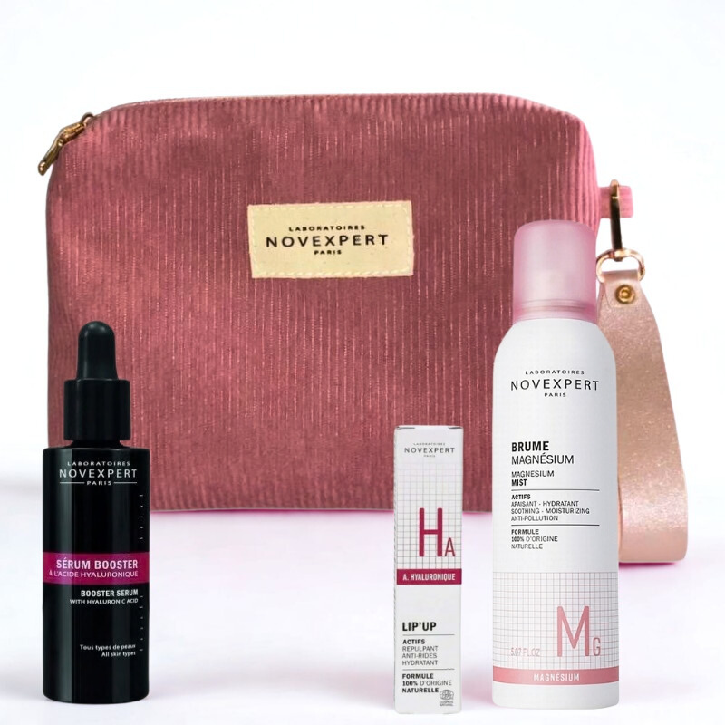 NOVEXPERT TROUSSE SERUM BOOSTER A L'ACIDE HYALURONIQUE 30ML+BRUME MAGNESIUM 150ML+SOIN LEVRES REPULPANT 8ML