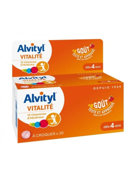 ALVITYL VITALITE A CROQUER GOUT FRAISE 30 COMPRIMES