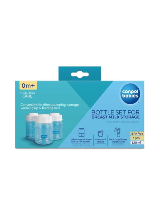 CANPOL SET DE 3 BOUTEILLES DE CONSERVATION DE LAIT MATERNEL 120ML