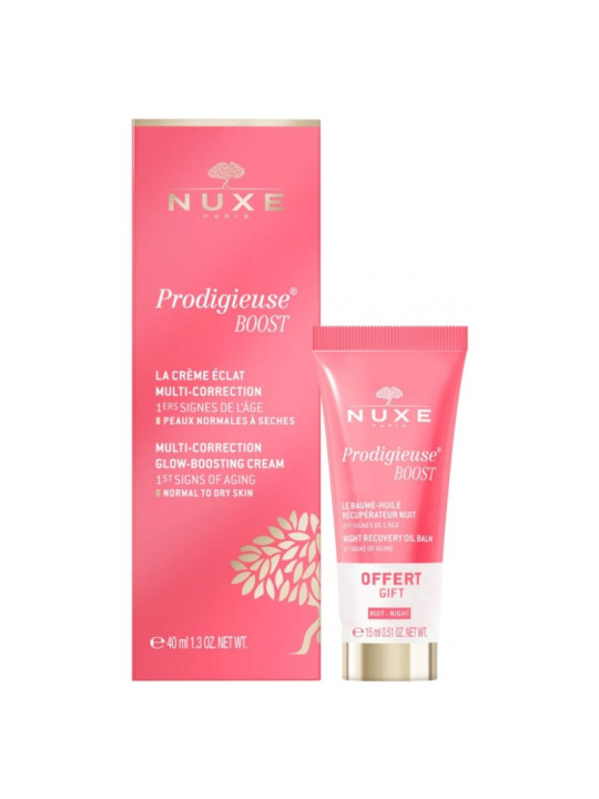 Nuxe Prodigieuse Boost Creme Eclat Multi-Protection 40ml + Le Baume Huile Recupérateur Nuit 15ml