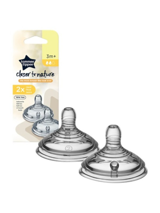 TOMMEE TIPPEE CLOSER TO NATURE 2 TETINES DEBIT MOYEN  REF/42112252