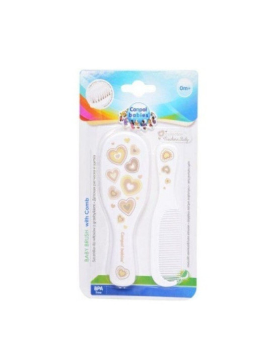 CANPOL BABIES BROSSE ET PEIGNE COLLECTION NOUVEAU NEE POIL NATUREL BLANC REF:7/406